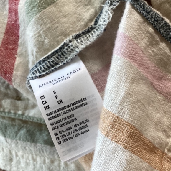 EUC American Eagle Striped Linen/Cotton Boxy Button Down Shirt - Picture 5 of 5